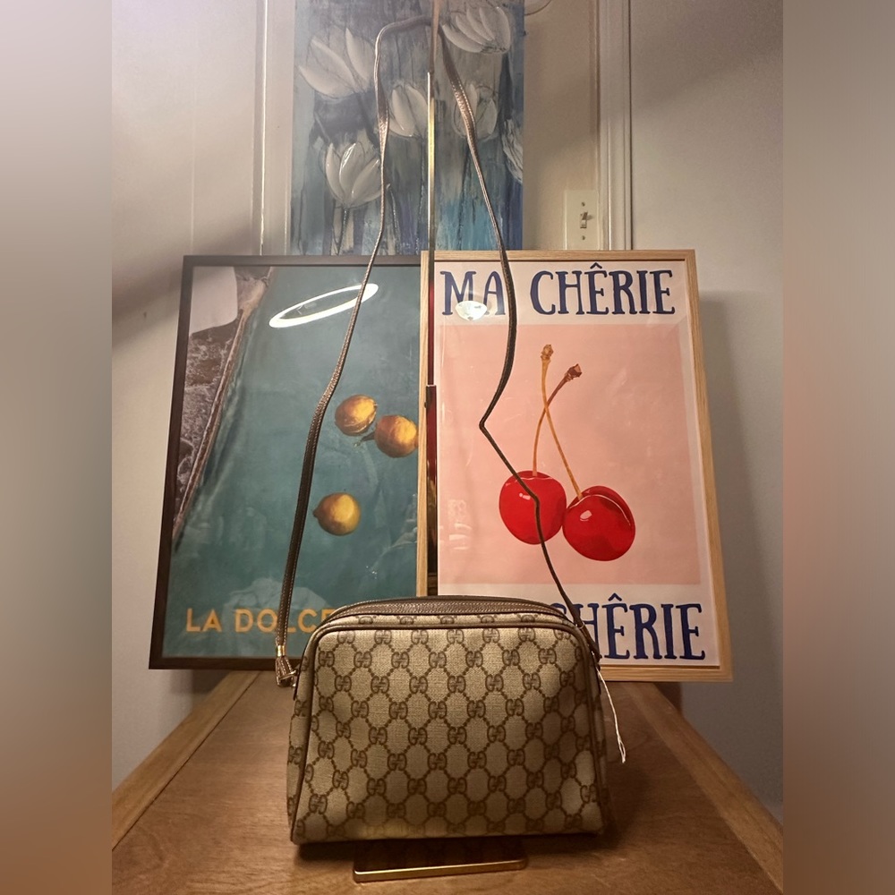Gucci Vintage Canvas Monogram Crossbody Bag